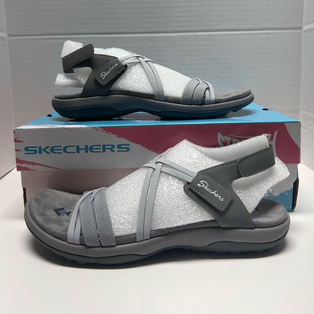 Skechers Reggae Slim Takes Two Sunnyside 2.0 Grey Sandals (Women’s Size 10)